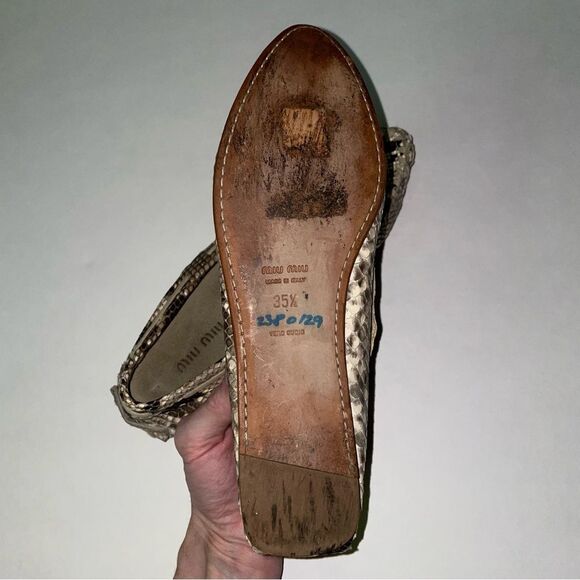 Miu Miu Prada Size 5 Python Flats Snakeskin Slip On Moccasin Pointed Toe Loafers - Picture 10 of 12
